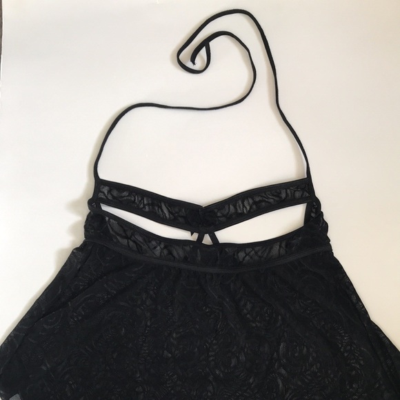 NWOT Sexy Black Lace Lingerie Top, Boobless Halter Top with Boob Cutouts - Picture 3 of 6